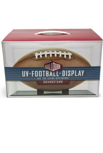 NEW Ballqube Grandstand Full Size Football Display Case Box- Black Base - 98% UV