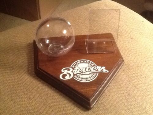 Milwaukee Brewers Autographed Baseball & Card Holder Display