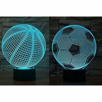 Pack Of Night Lights 2 Basketball & Soccer Ball 3D Illusion Nightlight Lamp,