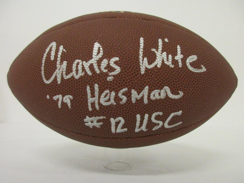 Charles White Browns Trojans signed football with Heisman inscription CAS COA