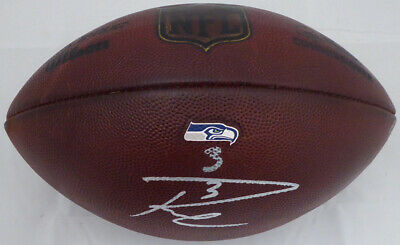 Russell Wilson Autographed Seahawks Game Used NFL Leather Football RW Holo 46002