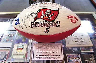 VINCENT JACKSON SIGNED AUTOGRAPHED BUCS LOGO FOOTBALL TAMPA BAY BUCCANEERS