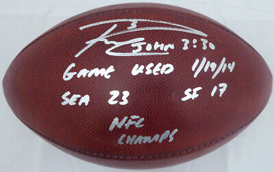 Russell Wilson Autographed Game Used NFL Football NFC Championship RW #46006