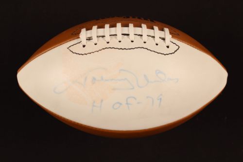 Johnny Unitas Signed Full Size White Panel Football Colts Steelers Louisville