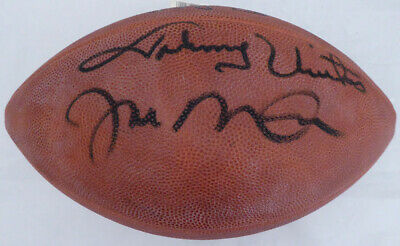 Joe Montana & Unitas Autographed Wilson NFL Leather Football Beckett A75808