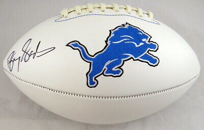Barry Sanders Autographed Signed Lions White Logo Football Beckett J42231