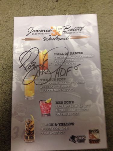 Jerome Bettis Rare Signed Autographed Bettis Grille Menu HOF15 Steelers