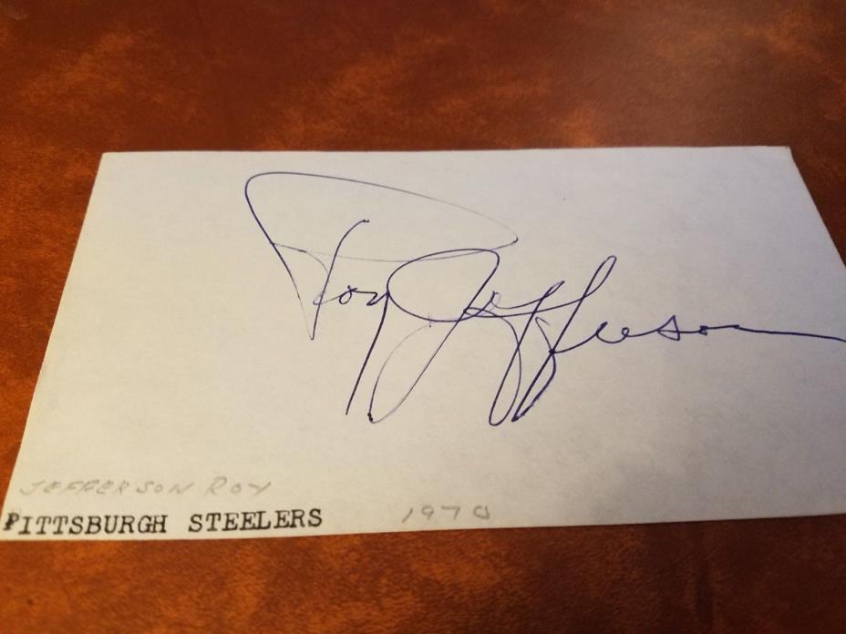 Roy Jefferson Pittsburgh Steelers AUTOGRAPHED vintage autograph book page