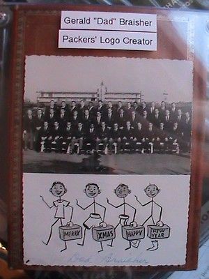 Rare Dad Braisher Green Bay Packers Signed Card Logo Creator