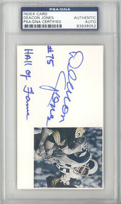 Deacon Jones Autographed Signed 3x5 Index Card Rams 