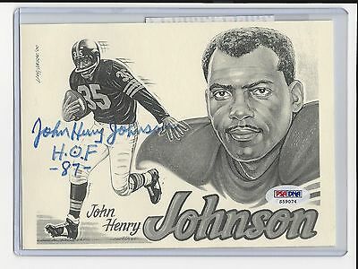 John Henry Johnson Signed 5x7 Football Card PSA/DNA Certified Authentic Auto