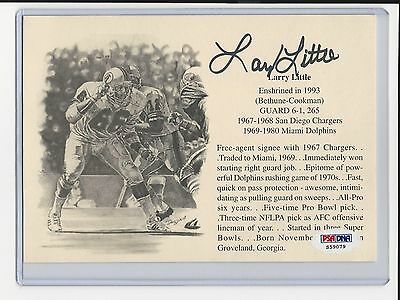 Larry Little Signed 5x7 Bio Football Card PSA/DNA Certified Authentic Auto