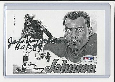 John Henry Johnson Signed 4x6 Football Card PSA/DNA Certified Authentic Auto