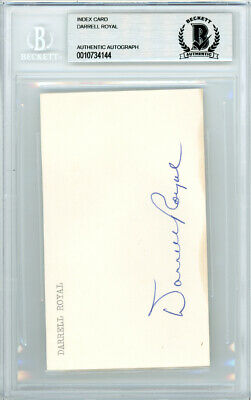 Darrell Royal Autographed Signed 3x5 Index Card Texas Longhorns Beckett 10734144