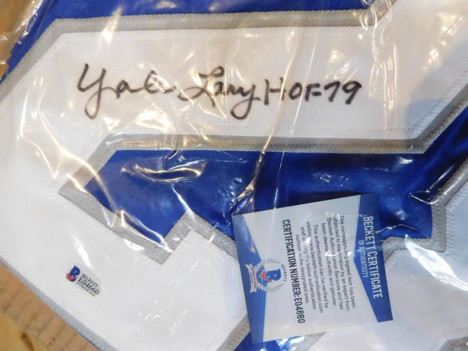 YALE LARY autographed BLUE Pro Style Jersey LIONS HOF 1979 BECKETT COA