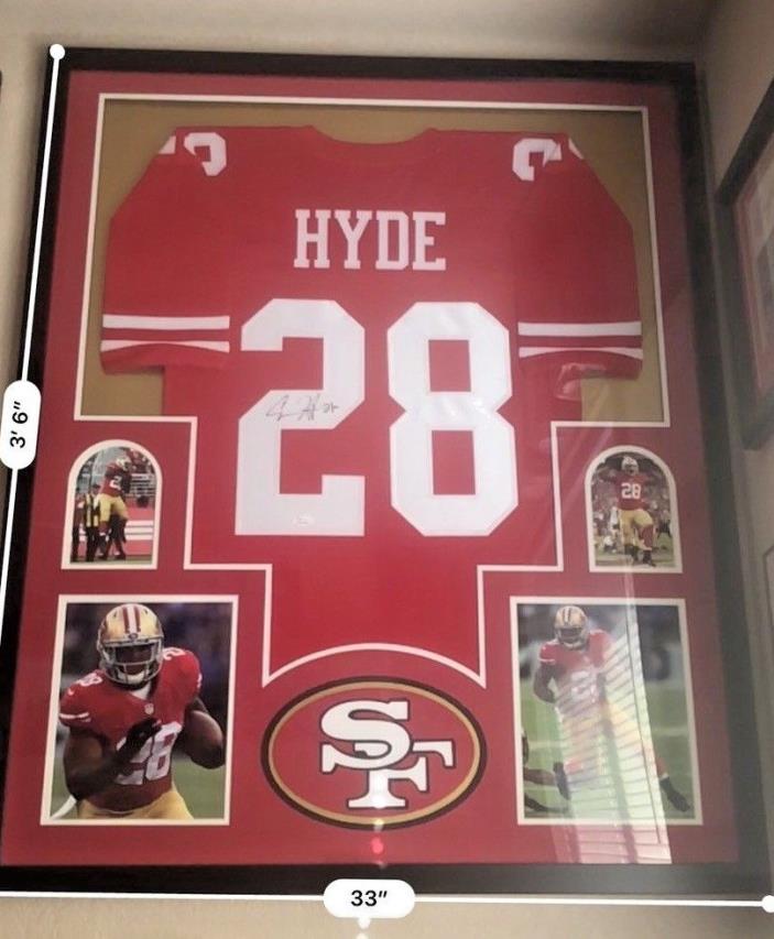 Carlos Hyde Autographed Jersey ~Framed & Matted~ C.O.A. JSA