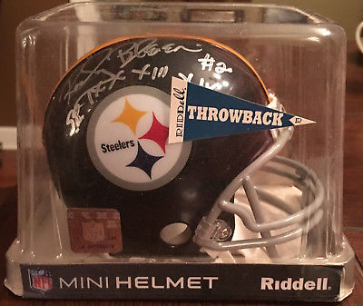 Rocky Bleier SIGNED Pittsburgh Steelers mini-helmet w/ Super Bowl inscriptions
