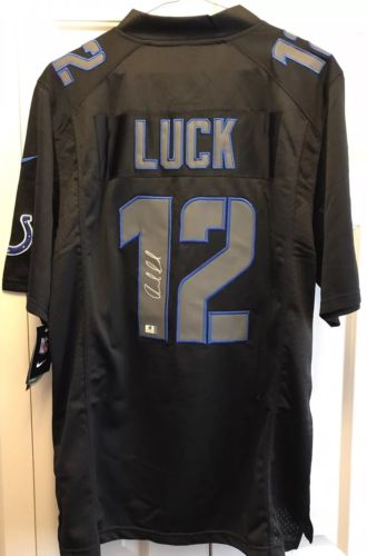 Andrew Luck Colts Signed Autograph RARE On Field BLK NFL Jersey GA Certified COA