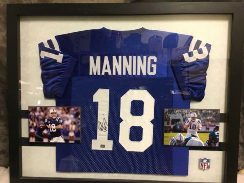 Framed Peyton Manning Signed Indianapolis Colts Jersey 43x35 - 9092658-2