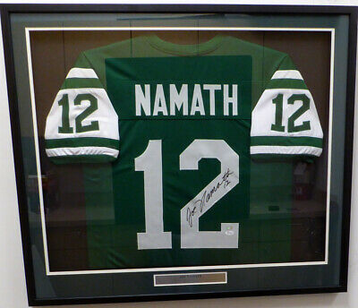 New York Jets Joe Namath Autographed Signed Framed Green Jersey JSA #W572079