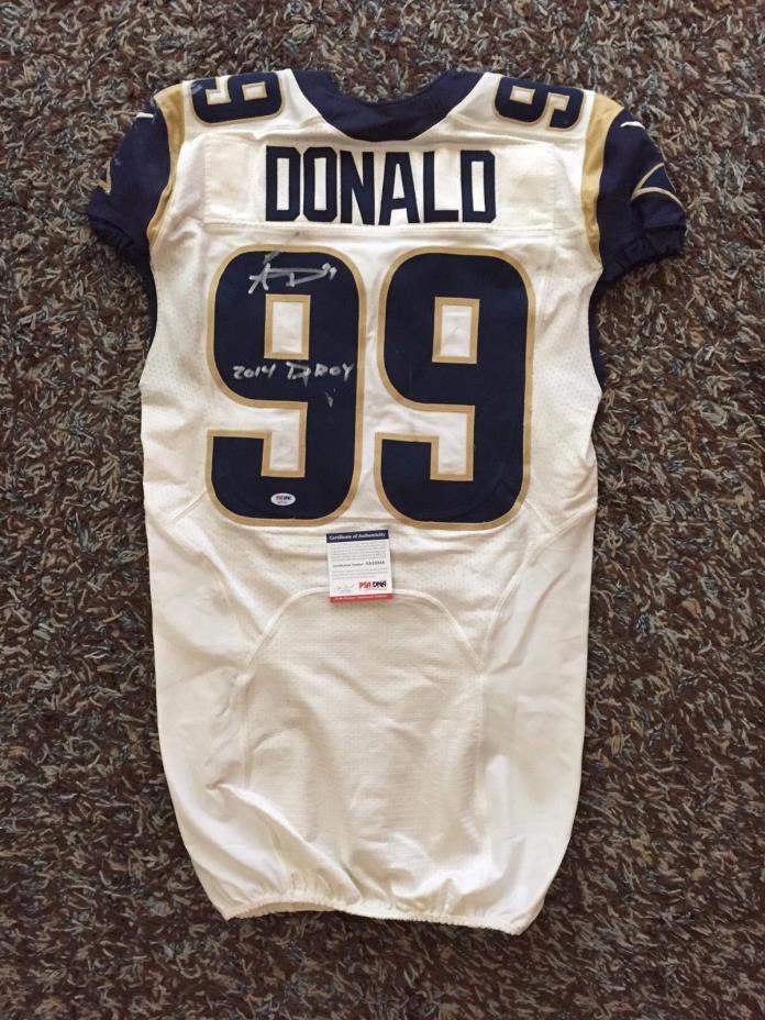 Aaron Donald, Rams, Rookie Year, GAME WORN, Photo-matched, Autographed Jersey
