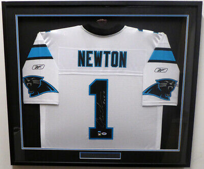Panthers Cam Newton Autographed Framed Reebok Jersey (Damaged) PSA #Q90846