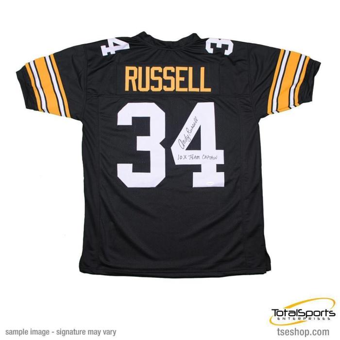Andy Russell Autographed Black Custom Jersey Insc. 10X Team Captain