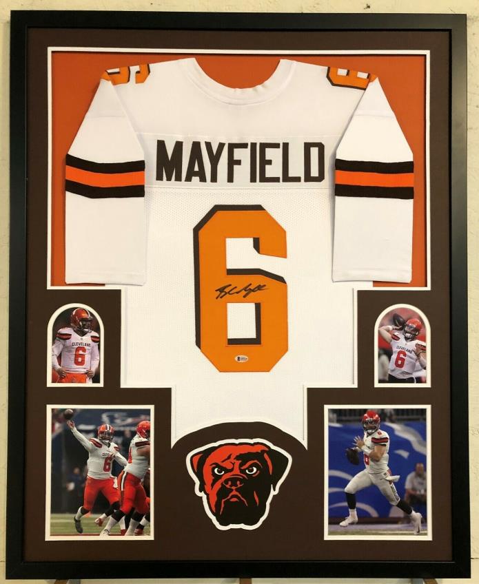 Baker Mayfield Autographed Custom Framed Cleveland Browns Jersey 1 Beckett COA