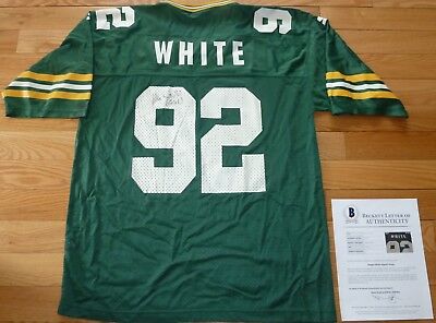 BECKETT-BAS REGGIE WHITE GREEN BAY PACKERS AUTOGRAPHED-SIGNED VINTAGE JERSEY 017