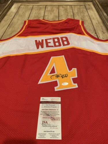 Spud Webb Autographed/Signed Jersey JSA COA Atlanta Hawks