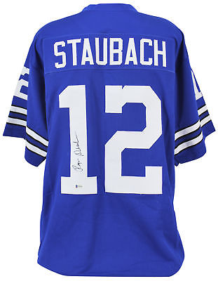 Cowboys Roger Staubach Authentic Signed Blue Jersey Autographed BAS #F99330