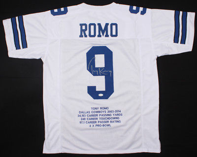Tony Romo Signed Dallas Cowboys White Jersey /Dallas Quarterback (2003–2016) COA