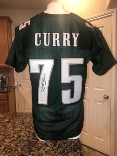Vinny Curry Eagles Autographed  Green Football Jersey SuperBowl PSA/ DNA
