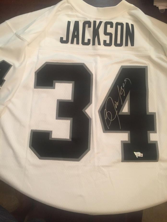 Bo Jackson Raiders Autographed Mitchell & Ness White Replica Jersey - Fanatics