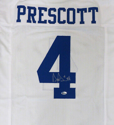 Dallas Cowboys Dak Prescott Autographed Signed White Jersey Beckett BAS #B29035