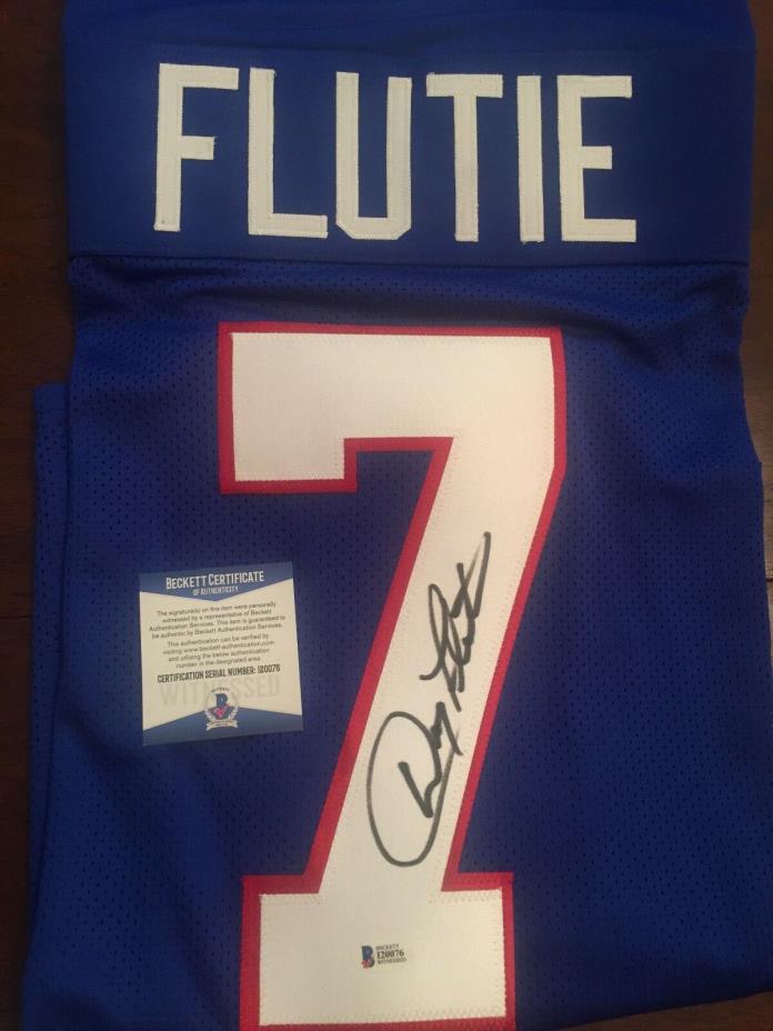 Doug Flutie Autographed Buffalo Bills Custom Blue Football Jersey - BAS COA