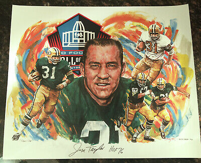 BEST OFFER SALE! AUTOGRAPHED JIM TAYLOR Lithograph Green Bay Packers New Orleans