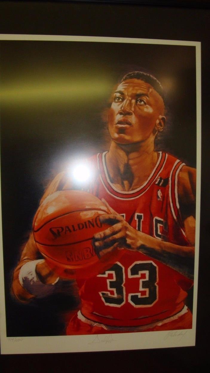 CHICAGO BULLS SCOTTIE PIPPEN TODD OSTENDORF  Autographed litho  374/500 COA