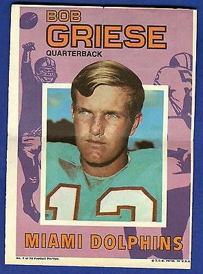 1971 Topps Football Poster Bob Griese #7 Miami Dolphins