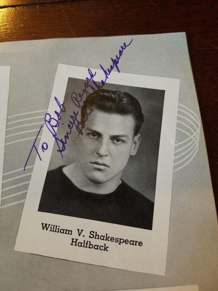 Bill Shakespeare (d.1974) AUTOGRAPHED 1935 Pittsburgh vs Notre Dame program