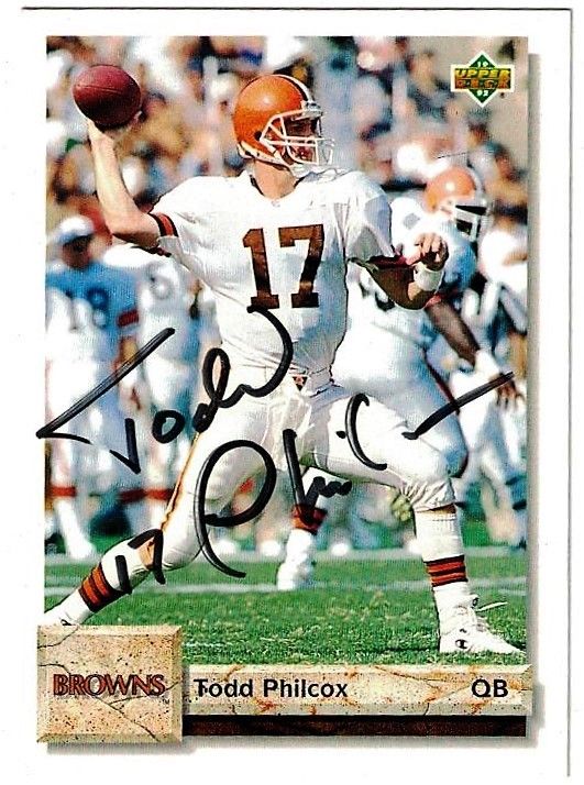 1992 UPPER DECK TODD PHILCOX QB CLEVELAND BROWNS SIGNED NFL FOOTBALL CARD