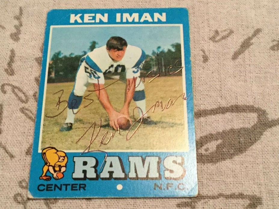 1971 Topps Autographed Football Card Ken Iman Rams d.2010