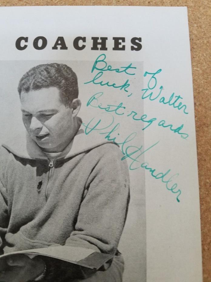 1945 Chicago Cardinals vs Bears AUTOGRAPHED Program - PHIL HANDLER (d.1968)
