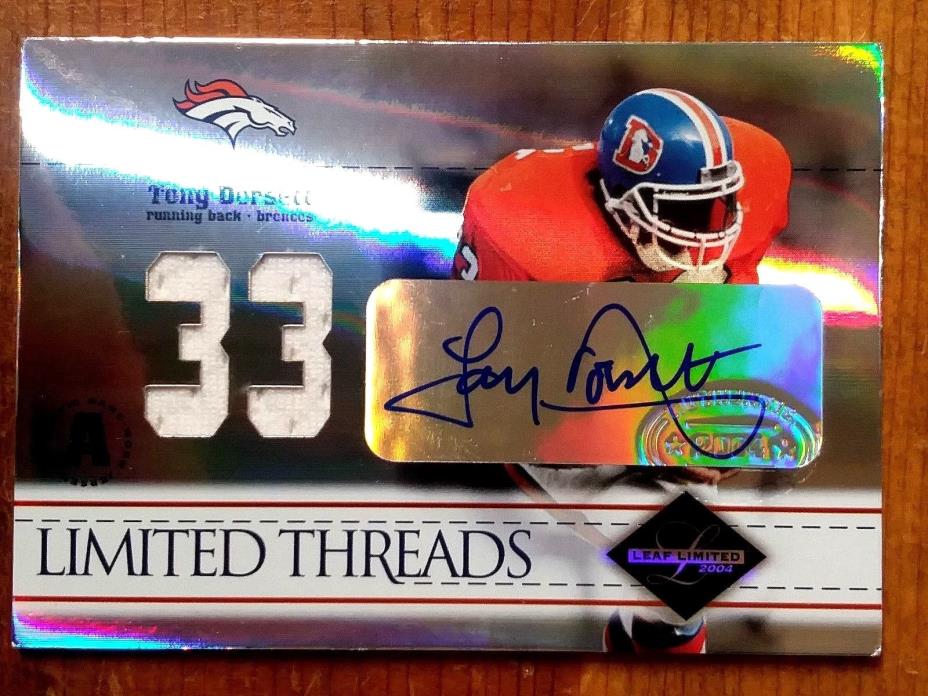 2004 Leaf Limited Tony Dorsett 9/33 Limited Threads Auto/Dual Jersey#LT-97 Rare