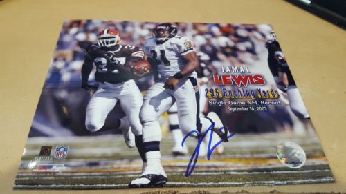 Jamal Lewis 8x10 autograph Sept. 14th 2003 single Game rushing record