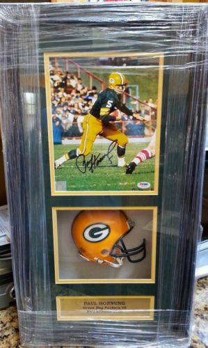 Framed & Matted Photo/Helmet Packers Paul Hornung Autographed 8x10 Photo PSA COA