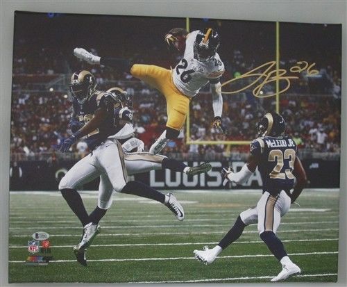 Steelers LEVEON BELL Signed 16x20 Stretched Sports Canvas - LE'VEON - Beckett