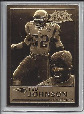 Ted Johnson 2005 Danbury Mint Encased 22kt Gold Football Card N.E. Patriots