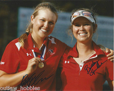 LPGA Brooke Henderson Brittany Henderson Dual Autographed Signed 8x10 Photo COA