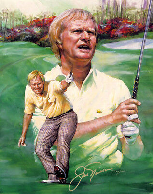 GOLD Autographed JACK NICKLAUS Lithograph Masters, US Open Champion, Golden Bear